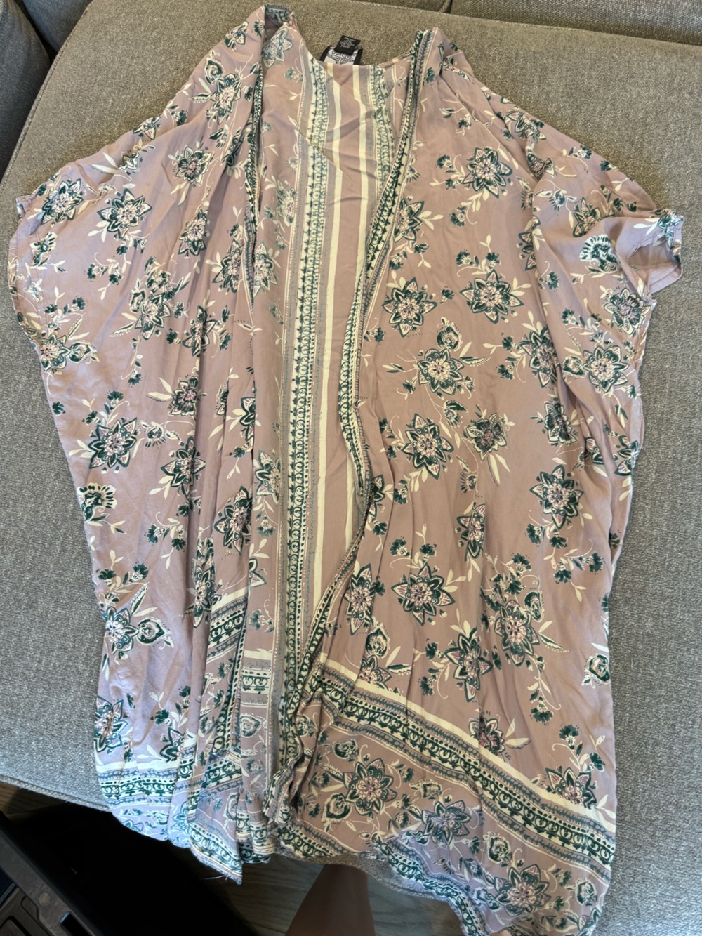 Angie Lavender and Teal Printed Boho Top